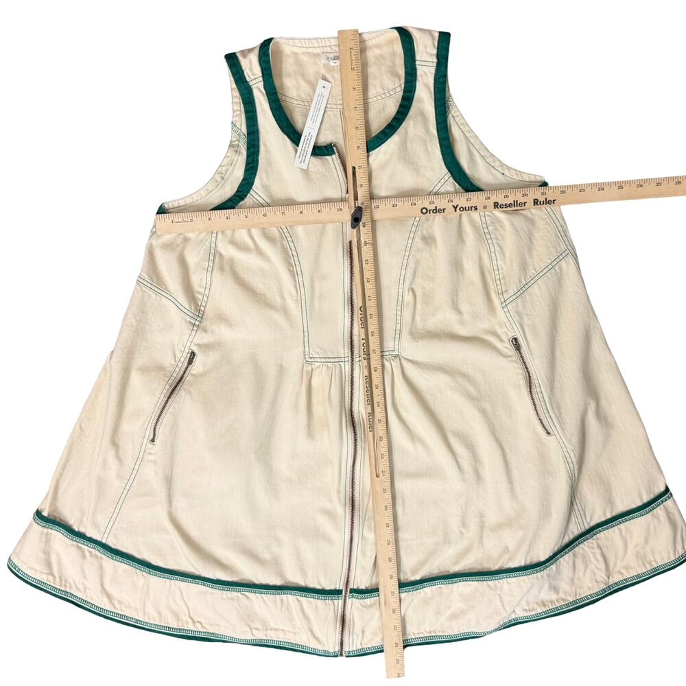 Anthropologie Pilcro Cream Green Zip Denim Mini Trapeze Dress size 1X NEW Tags - Picture 6 of 13